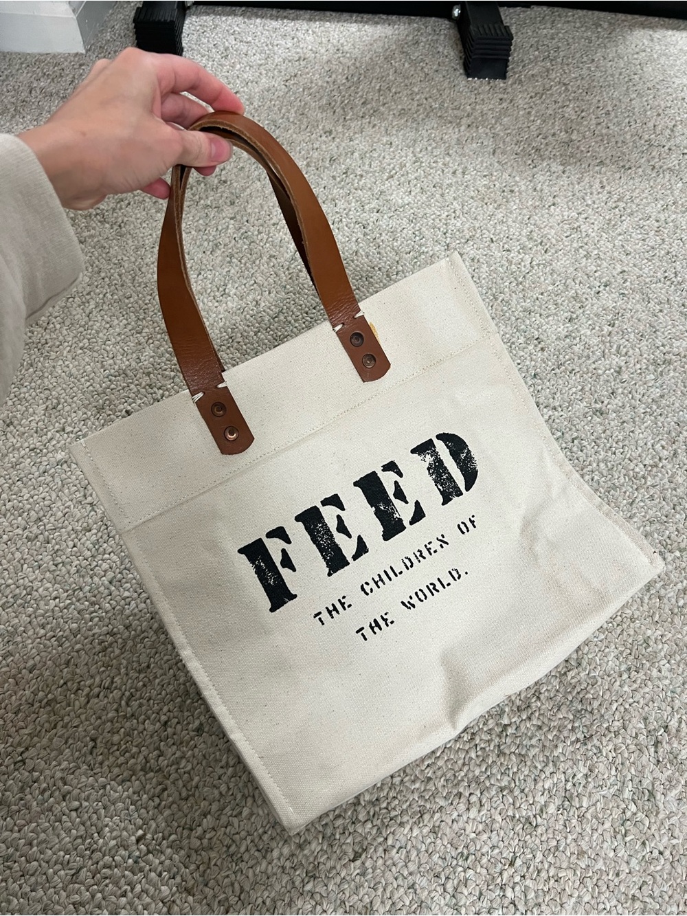 FEED Canvas Tote with Brown Leather Handles